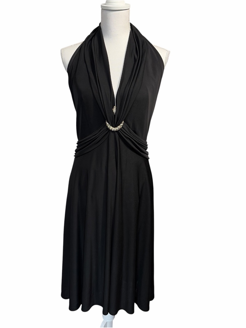 Tadashi Shoji Y2K Halter Style Cocktail Dress in Black Size Large